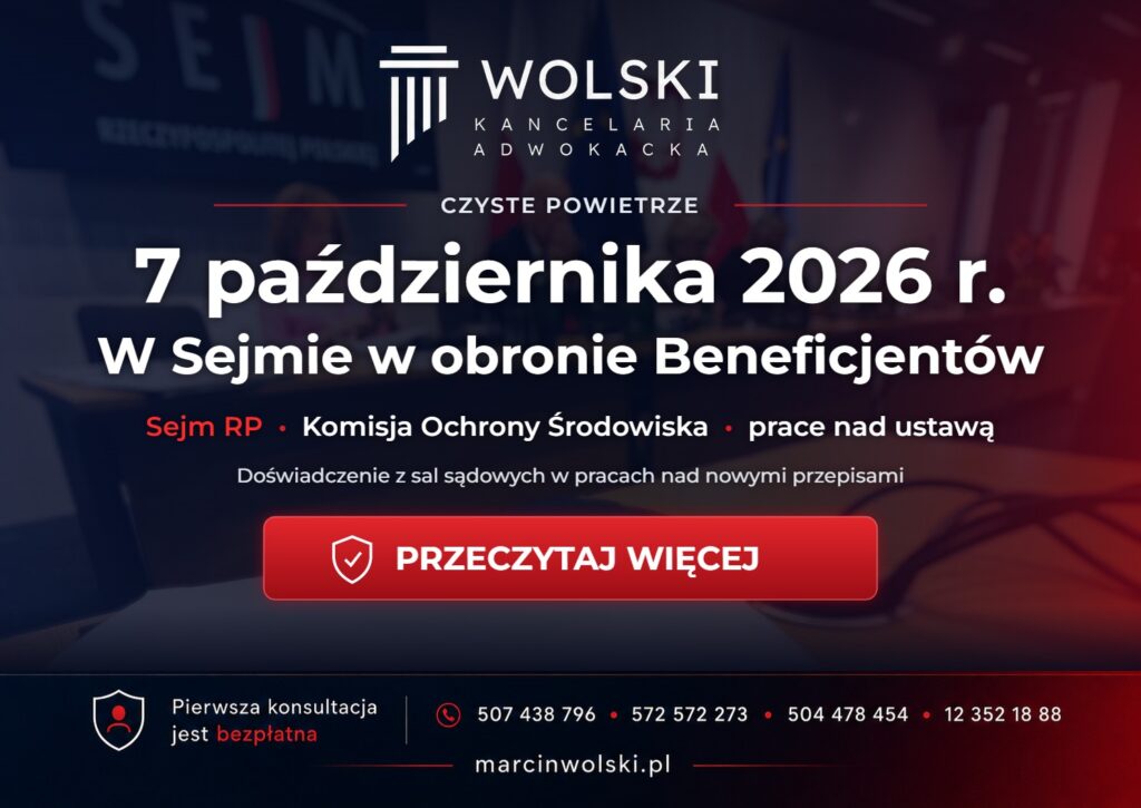 Mecenas Marcin Wolski w Sejmie – prace komisji nad ustawą o pomocy Beneficjentom Czystego Powietrza, 7 października 2026